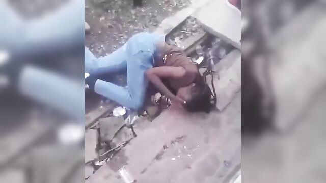 Drunk South African Girl Falls Down In Public, Showing Pussy