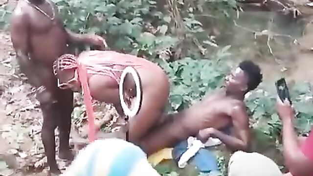 African Girl With Big Tits Caught Making Sex Tape In The Bush In Public - Part 2 - 2 image