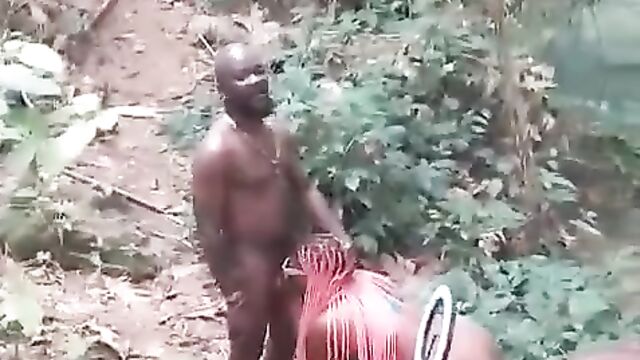 African Girl With Big Tits Caught Making Sex Tape In The Bush In Public - Part 2 - 3 image