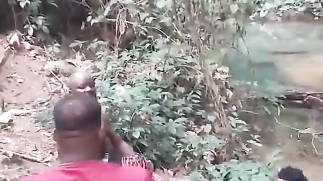 African Girl With Big Tits Caught Making Sex Tape In The Bush In Public - Part 2 - 4 image