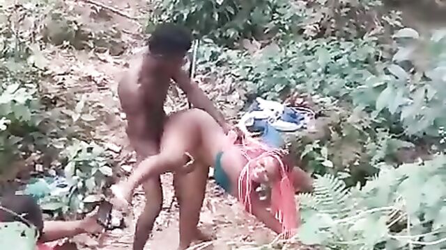 African Girl With Big Breasts Caught Making Sex Tape In The Bush - Part 1