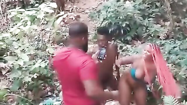 African Girl With Big Breasts Caught Making Sex Tape In The Bush - Part 1 - 5 image