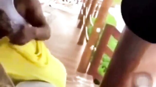 Grandma Giving Young Dude BlowJob In Public - 1 image