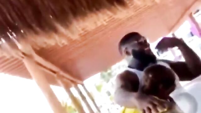 Grandma Giving Young Dude BlowJob In Public - 4 image