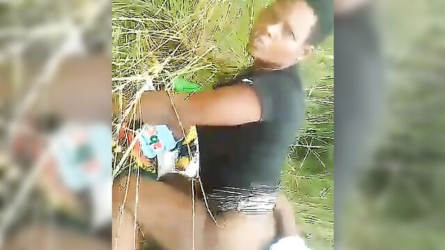 Horny Mzansi Couple Caught Having Doggy Style Sex In The Bush In Public - 3 image