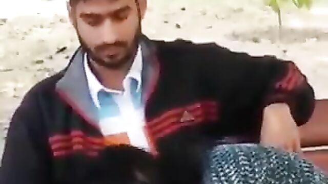 Indian University Student Caught Squeezing Girlfriend's Breasts And Receiving Blow Job In Public - 3 image