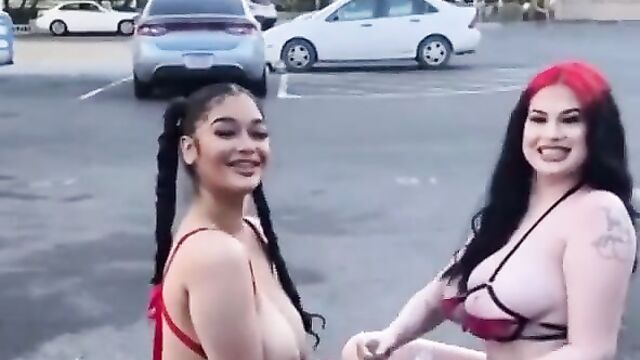 2 Thots Showing Their Breasts In Public In America - 3 image