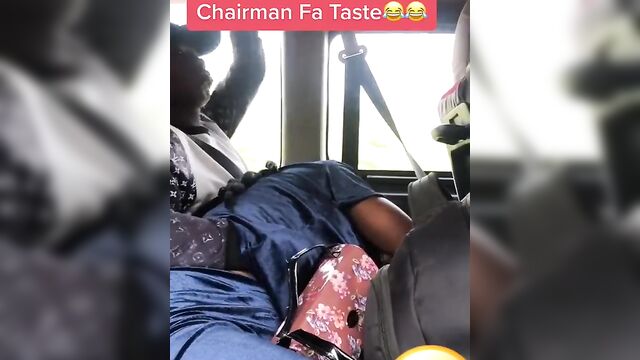 Gangster Squeezing Breasts And Receiving Blow Job Inside Tro Tro Bus In Public - 2 image