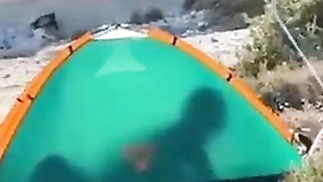 Couple Caught Having Hot Doggy Style Sex In Public In Tent On The Beach - 3 image
