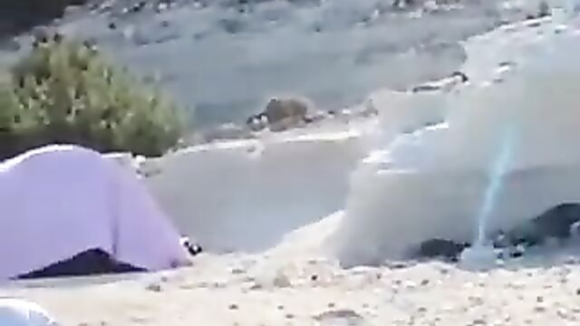 Couple Caught Having Hot Doggy Style Sex In Public In Tent On The Beach - 5 image