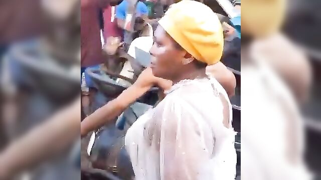 African Dude And His GF With Big Breasts Stripped Naked And Beaten In Public For Allegedly Stealing - Part 1 - 5 image