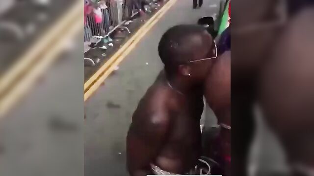 Black Man Eating Ass In Public At A Festival - 1 image