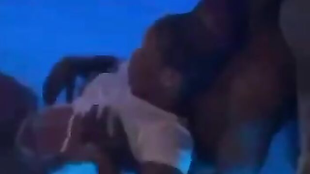 Guys Having Threesome Sex In A Pool In Public With A Girl With Small Boobs In A Club In Lagos - 1 image