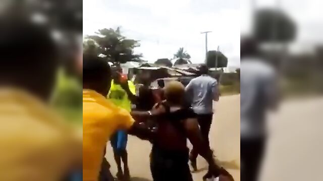 Pussy And Ass Exposed As Nigerian Whore Is Stripped Naked And Beaten In Public Allegedly For Stealing - 3 image