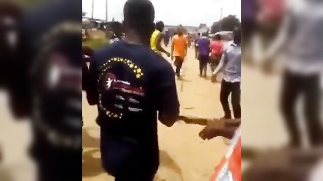 Pussy And Ass Exposed As Nigerian Whore Is Stripped Naked And Beaten In Public Allegedly For Stealing - 5 image