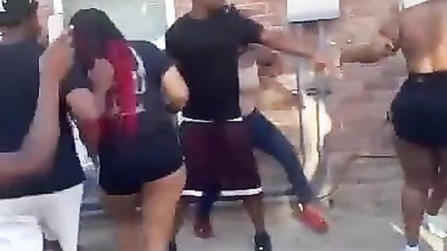 Boobs Out In Public As Big Girls Fight Over A Man In The Neighborhood - 3 image