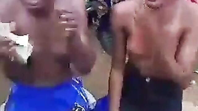 Breasts Pop Out As 2 Yoruba Nigerian Girls With Pointed Breasts Are Stripped Naked And Beaten In Public For Allegedly Stealing Money - 1 image