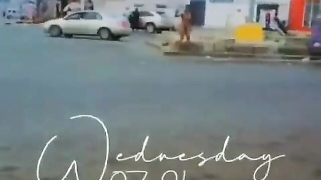 Woman With Small Breasts And Fine Ass Strips Naked And Runs Mad In Public In Nigeria - 1 image