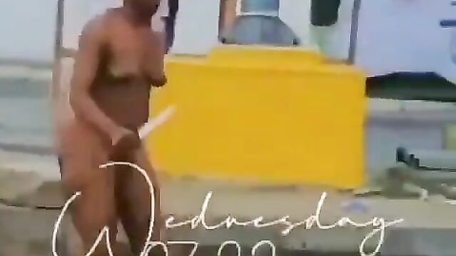 Woman With Small Breasts And Fine Ass Strips Naked And Runs Mad In Public In Nigeria - 4 image