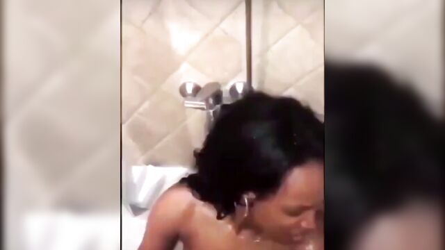 Ebony Whore Allows Man To Pee On Her Naked Body Because Of Money - 1 image