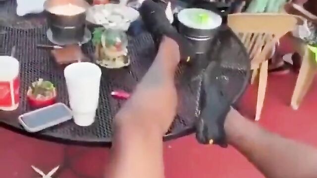 Girl Caught Masturbating And Giving Boyfriend Blow Job At A Party In Public - 1 image