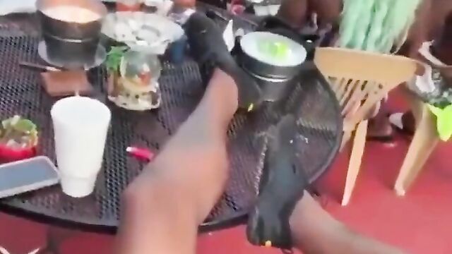 Girl Caught Masturbating And Giving Boyfriend Blow Job At A Party In Public - 5 image