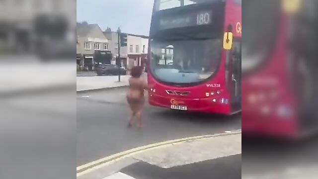 Naked Crazy Whore With Big Ass Caught In Public In UK, Obstructing Traffic - 1 image