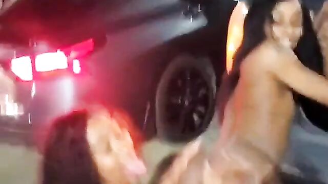 Crazy Girls With Big Ass Twerking Naked In Public In The Parking Lot