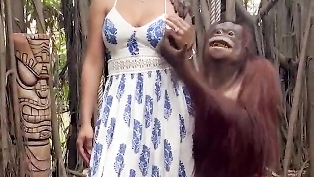 Monkey Caught Squeezing Girl’s Breasts In Public - 5 image