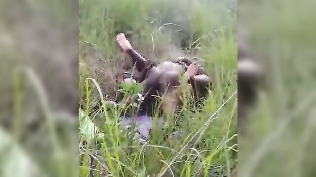 Married black man caught chopping street whore inside the bush