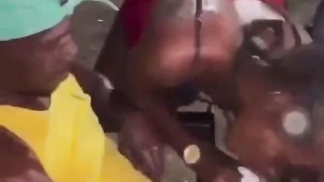 Jamaican girl sucking dick in public to entertain guests in the club