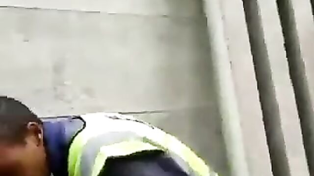Delivery Man Caught Having Sex Doggy Style Behind A Fence In Public - 4 image