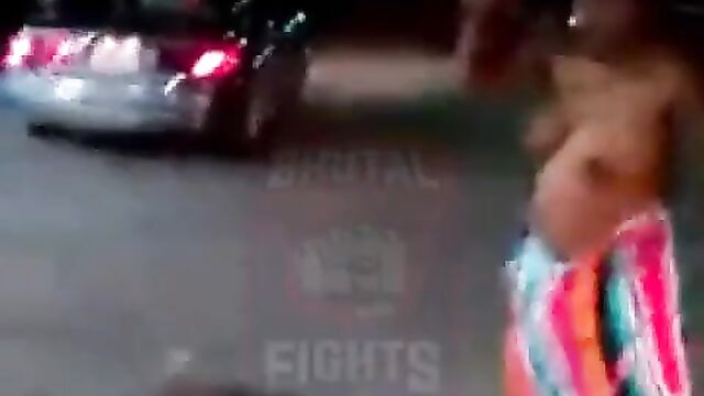 Boobs And Ass Exposed As Woman Strips Naked In Public While Fighting On The Street - 3 image