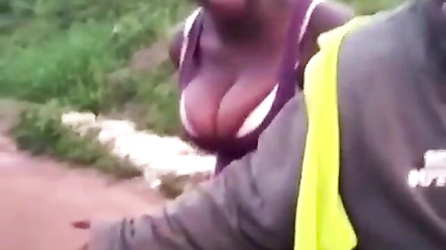 Ashawo Exposing Her Toto On A Bike In Public - 1 image