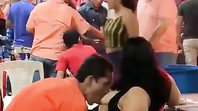 Guy Sucking Girlfriend’s Breasts In Public - 4 image