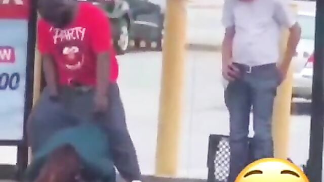 Drunk couple caught having doggy style sex in public at a bus stop in South Africa - 3 image