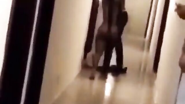 Naked Ghanaian Prostitute Fighting A Man In A Hotel In Public For Not Paying After Sex