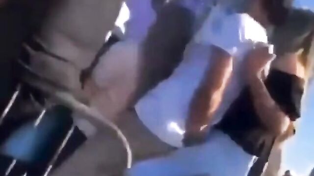 Man caught fingering side chick while with his wife in public