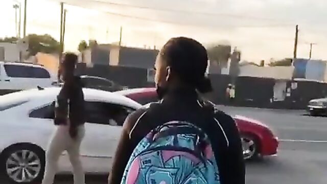 Big breasts fly in public as girls get caught fighting on the street - 5 image