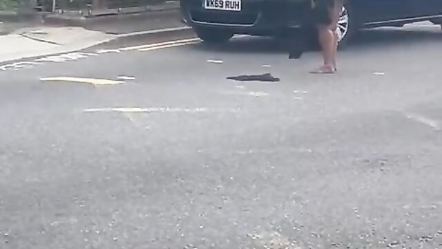 Naked ebony woman on a highway - 3 image