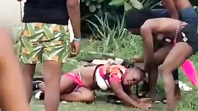 Pussy and boobs out in public as girl gets beaten for having sex with another girl’s boyfriend - 3 image