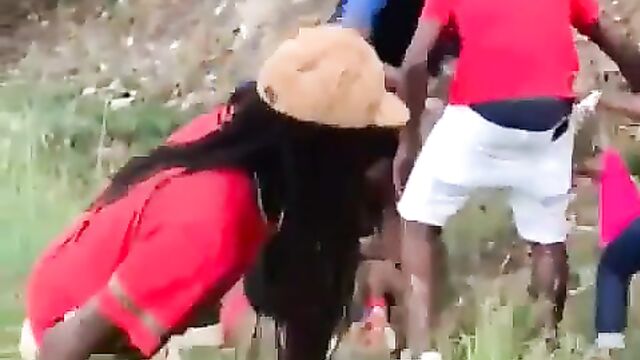 Pussy and boobs out in public as girl gets beaten for having sex with another girl’s boyfriend - 5 image