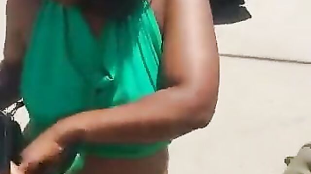 Mzansi girl with naked big ass and bushy pussy caught walking around without panties in public! - 1 image