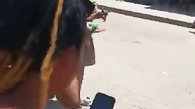 Mzansi girl with naked big ass and bushy pussy caught walking around without panties in public! - 3 image