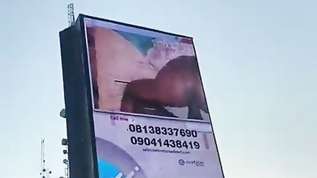 Nigerian man arrested for playing a porn video on a billboard! - 1 image
