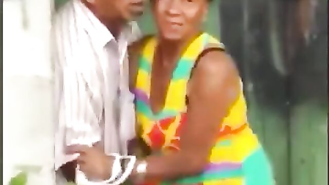 Horny old man fingering old woman in public - 1 image