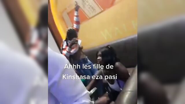 Drunk sexy black whore showing her breasts in public and wilding in the club - 1 image