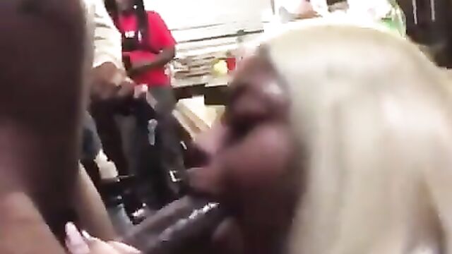 Chick giving dude blow job at a party - 5 image