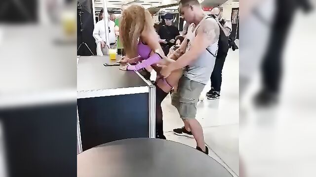 Horny White Couple Fucking In A Public Place - 1 image