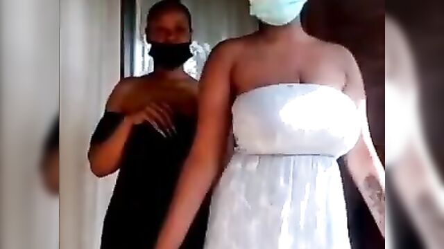 Ebony girls showing breasts and wilding on camera - 2 image